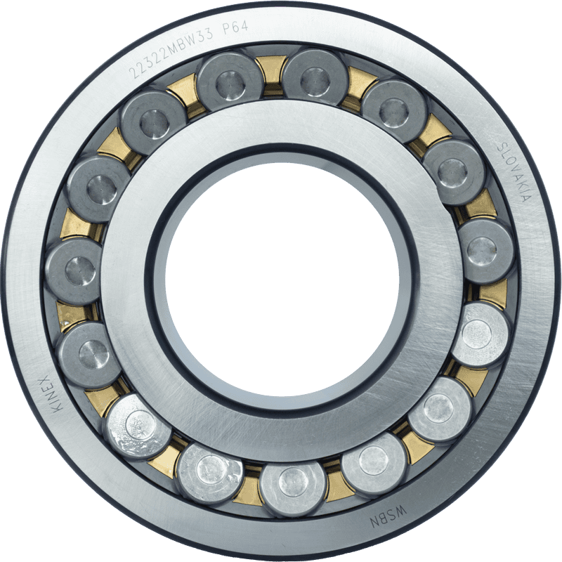 A ball bearing on a white background, featured in the KINEX BEARINGS website section for finding bearings.